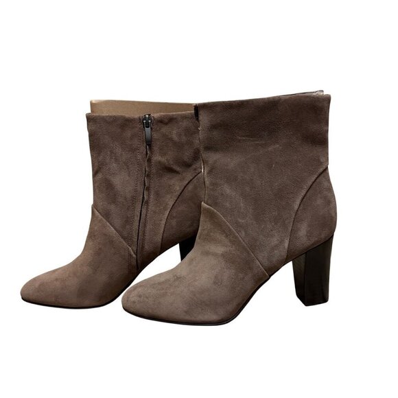 Franco Sarto Vintage Josef Brown Suede Block Heel Ankle Boots NWOT Sz 8.5 - Picture 2 of 6